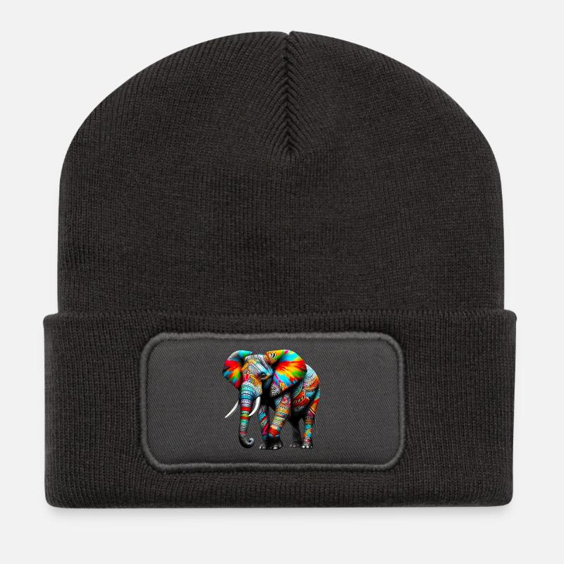 Elefant - Recycelte Patch Beanie - Dunkelgrau