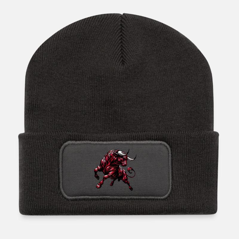 Taureau - Beanie recyclé à patch - charbon