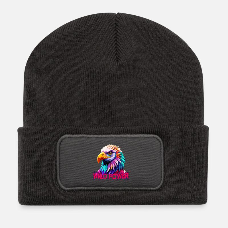 Adler Wild Power - Recycelte Patch Beanie - Dunkelgrau