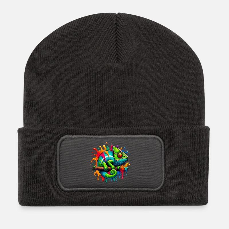Chamäleon - Recycelte Patch Beanie - Dunkelgrau