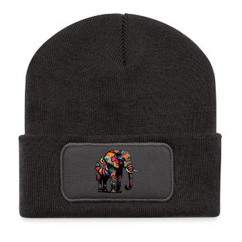 Éléphant - Beanie recyclé à patch - charbon - Devant