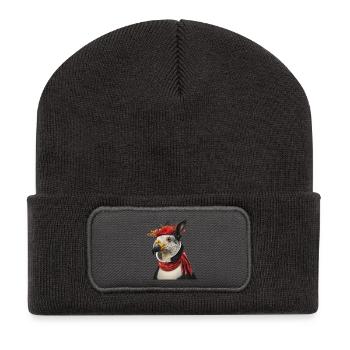 Lebendiges mythisches Vogel-Hybrid-Design - Recycelte Patch Beanie - Dunkelgrau - Vorne