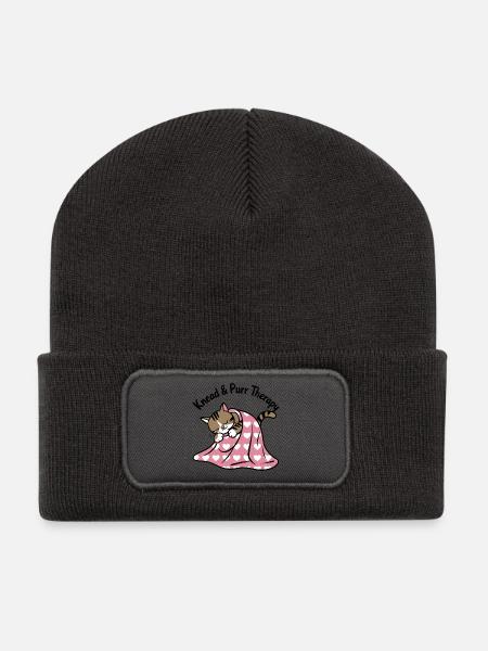 Schnurrendes Nickerchen Unter Herz Decke - Recycelte Patch Beanie - Dunkelgrau