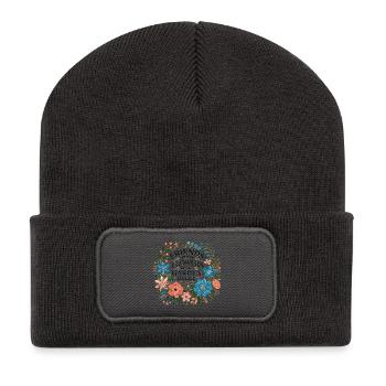 Friends are the flowers in the garden of life - Recycelte Patch Beanie - Dunkelgrau - Vorne