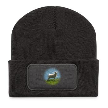 Young Iceland sheep on meadow - Recycled Patch Beanie - dark grey - Front