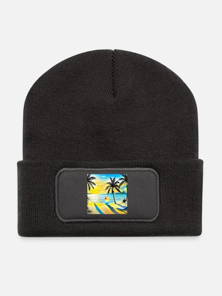 Beach - Recycelte Patch Beanie - Dunkelgrau
