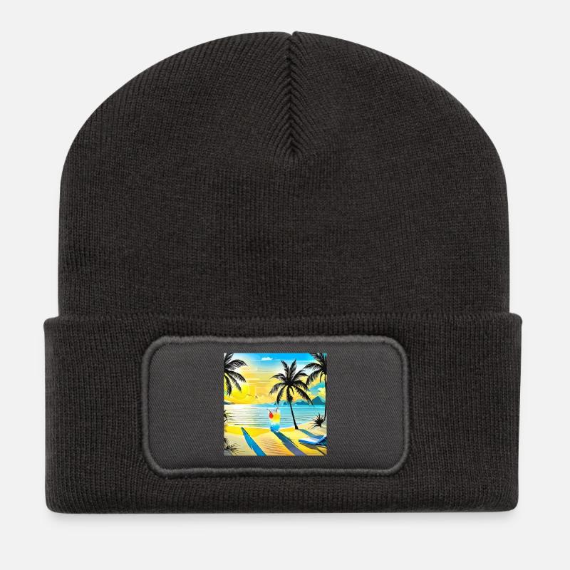 Beach - Recycelte Patch Beanie - Dunkelgrau