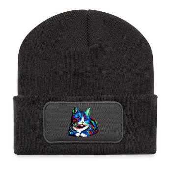 Cat - Recycled Patch Beanie - dark grey - Front