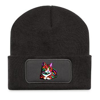 Cat - Recycled Patch Beanie - dark grey - Front