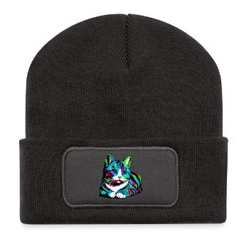 Katze - Recycelte Patch Beanie - Dunkelgrau - Vorne