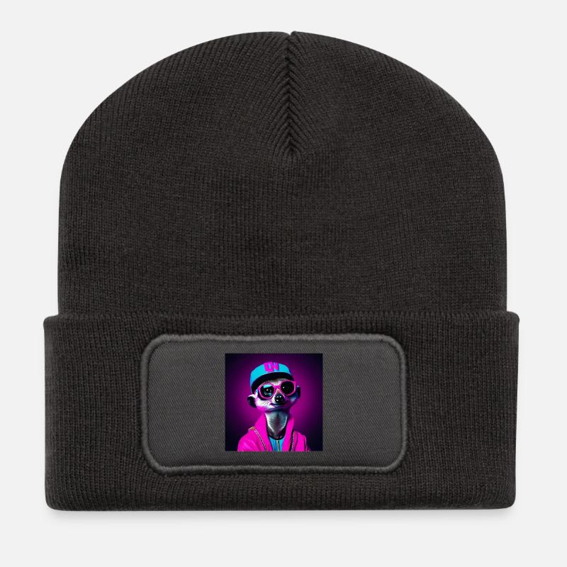 Erdmännchen, Erdmännchen Humor, lustiges Erdmännchen - Recycelte Patch Beanie - Dunkelgrau