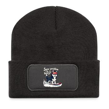 Pas de problème, je suis un husky ! - Beanie recyclé à patch - charbon - Devant