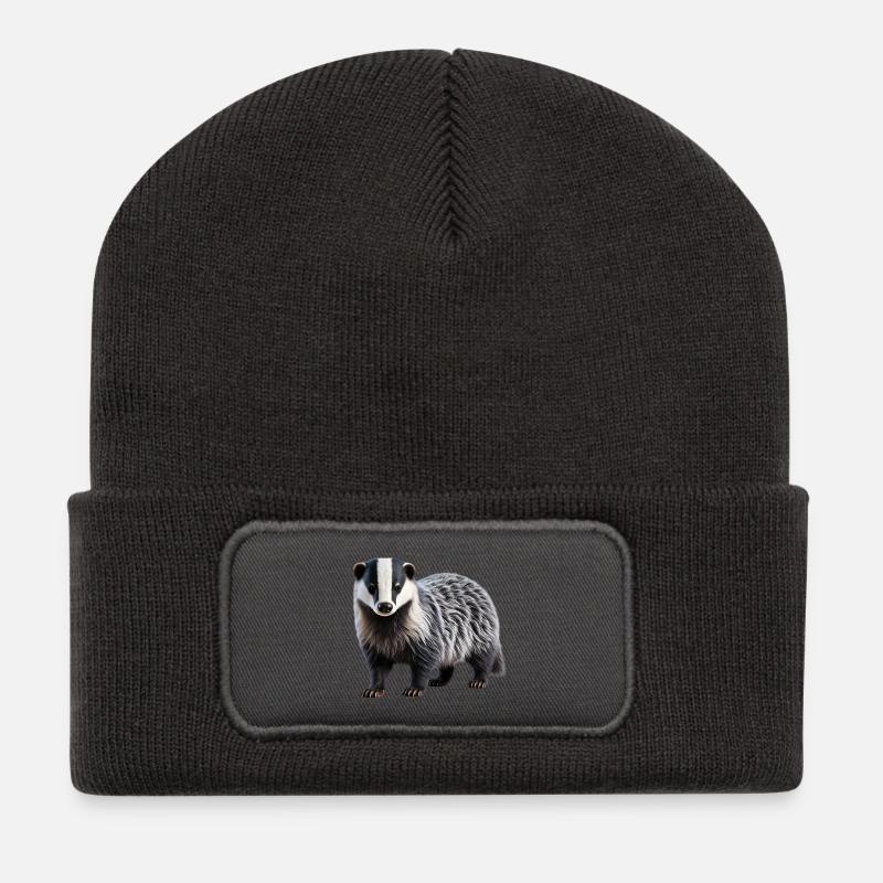 Dachs - Recycelte Patch Beanie - Dunkelgrau