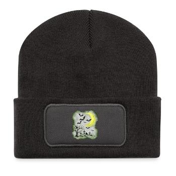 NachtMotiv gräber und Fledermäuse - Recycelte Patch Beanie - Dunkelgrau - Vorne
