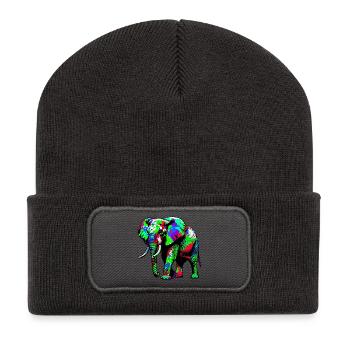 Elefant - Recycelte Patch Beanie - Dunkelgrau - Vorne