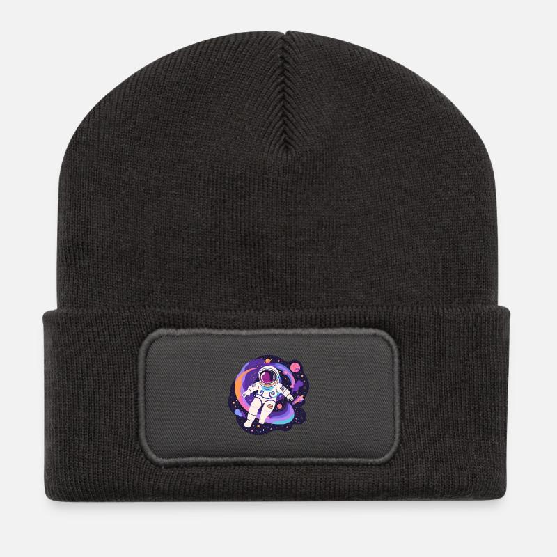 Weltraum-Regenbogen-Astronaut - Recycelte Patch Beanie - Dunkelgrau