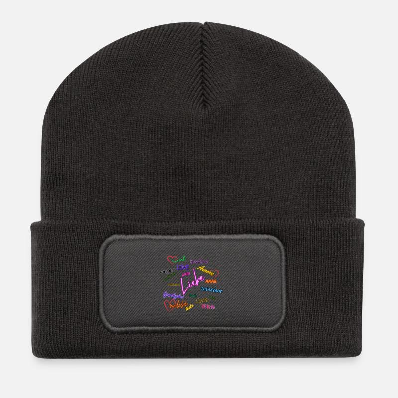 Liebe - Recycelte Patch Beanie - Dunkelgrau