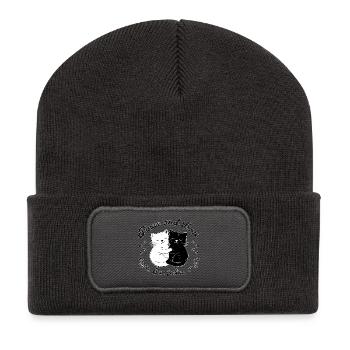 Paws & Love – Simply Schnurrfekt - Beanie recyclé à patch - charbon - Devant