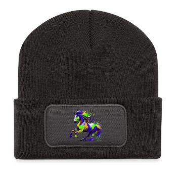 Pferd - Recycelte Patch Beanie - Dunkelgrau - Vorne