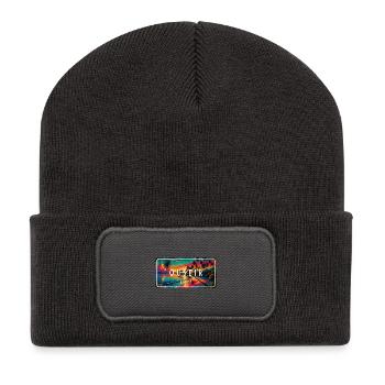 Quseir Ägypten Vintage Schild Design - Recycelte Patch Beanie - Dunkelgrau - Vorne