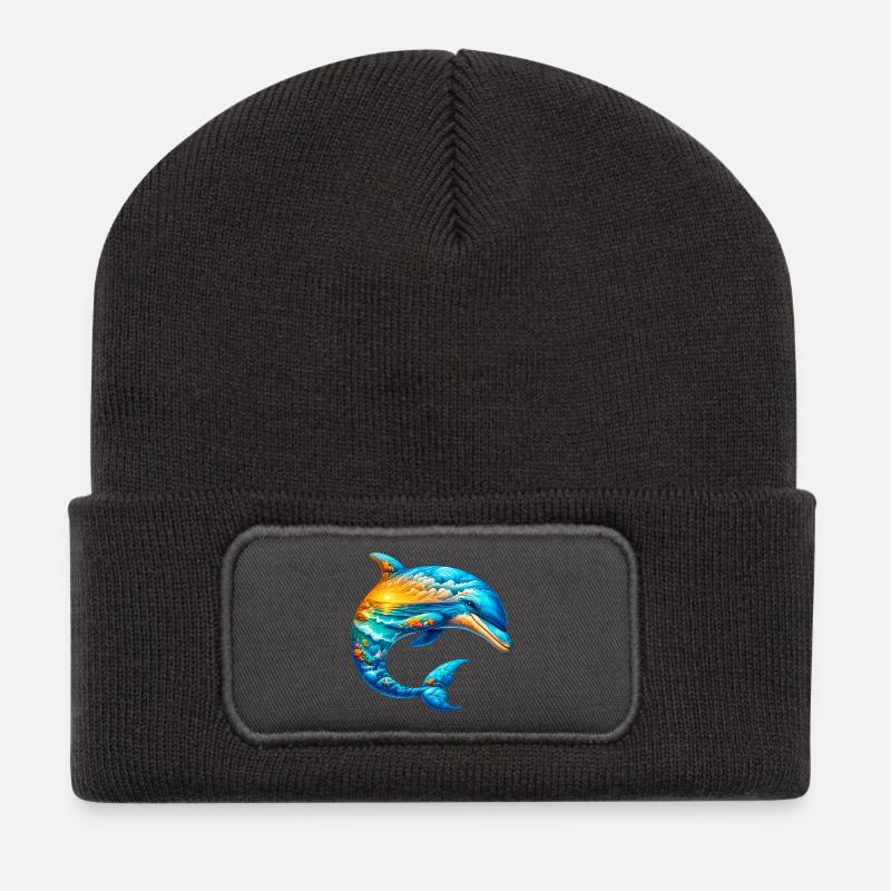 Delfin - Recycelte Patch Beanie - Dunkelgrau