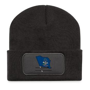 North Dakota Flag Text Banner - Recycled Patch Beanie - dark grey - Front