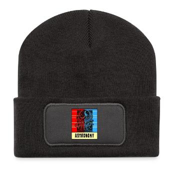 Kosmisches Universum Retro Style - Recycelte Patch Beanie - Dunkelgrau - Vorne