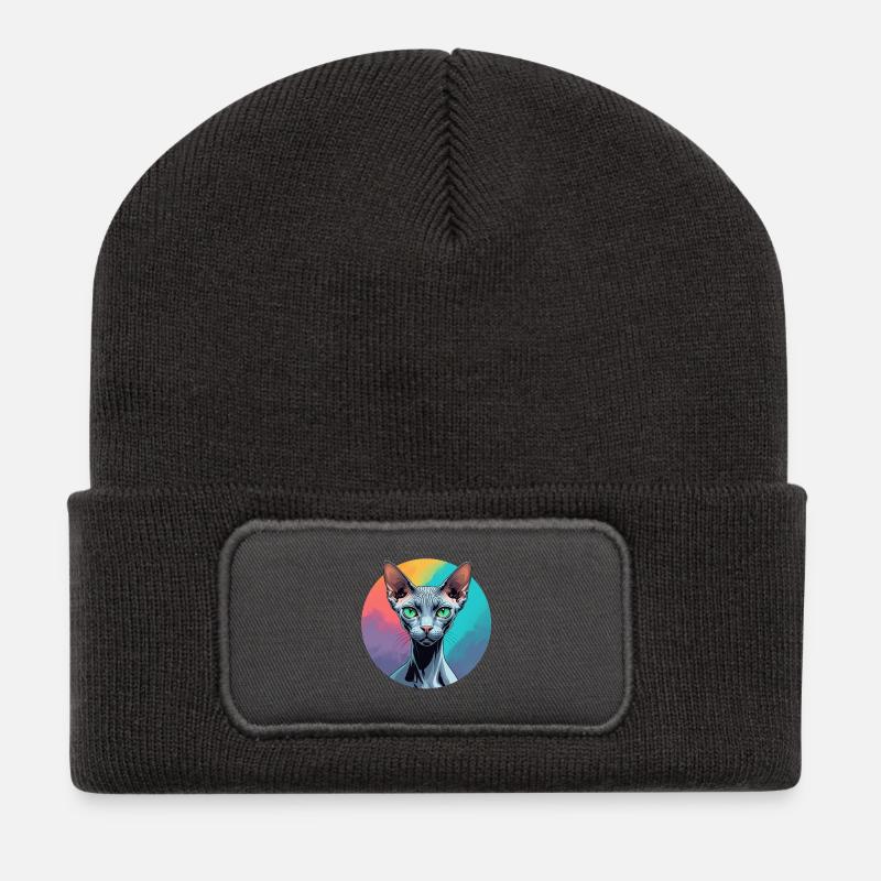 Sphynx Cat - Recycled Patch Beanie - dark grey
