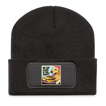 Golden Retriever - We Can Share If You Want - Recycelte Patch Beanie - Dunkelgrau - Vorne