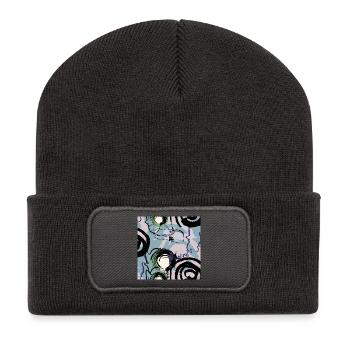 Formes dessinées à la main - Beanie recyclé à patch - charbon - Devant