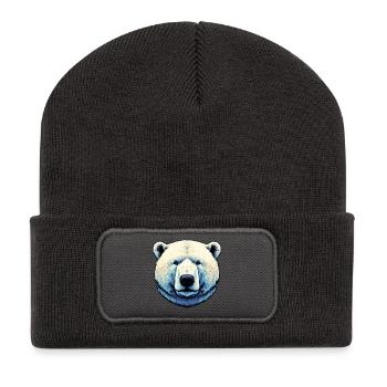 Weißer Eisbär - Recycelte Patch Beanie - Dunkelgrau - Vorne