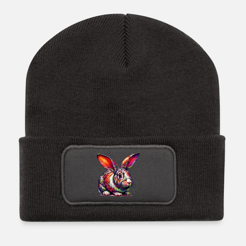 Kaninchen - Recycelte Patch Beanie - Dunkelgrau