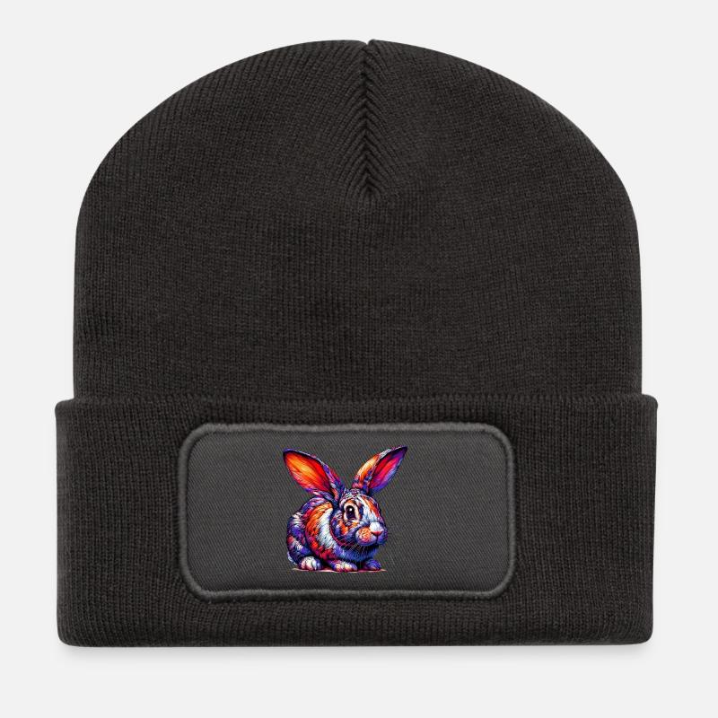 Kaninchen - Recycelte Patch Beanie - Dunkelgrau
