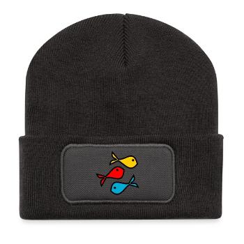 FISH. SARDINE. APRIL FOOL. SEA. OCEAN - Recycled Patch Beanie - dark grey - Front