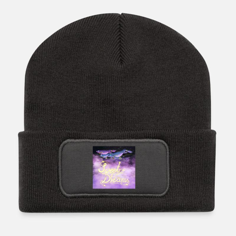 Sweet Dreams Space-Whale - Recycled Patch Beanie - dark grey