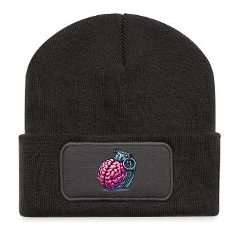 Hirngranate – Explosive Gedanken - Recycelte Patch Beanie - Dunkelgrau - Vorne