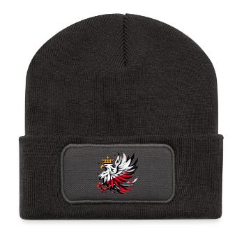 Pologne Polska Aigle Drapeau Géométrie Cadeau - Beanie recyclé à patch - charbon - Devant