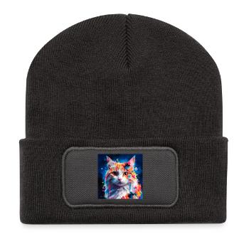 Artful cat - Recycled Patch Beanie - dark grey - Front