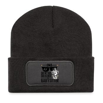 Oma – Der Mythos, die Legende, der Babysitter - Recycelte Patch Beanie - Dunkelgrau - Vorne
