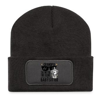 Opa – Der Mythos, die Legende, der Babysitter - Recycelte Patch Beanie - Dunkelgrau - Vorne