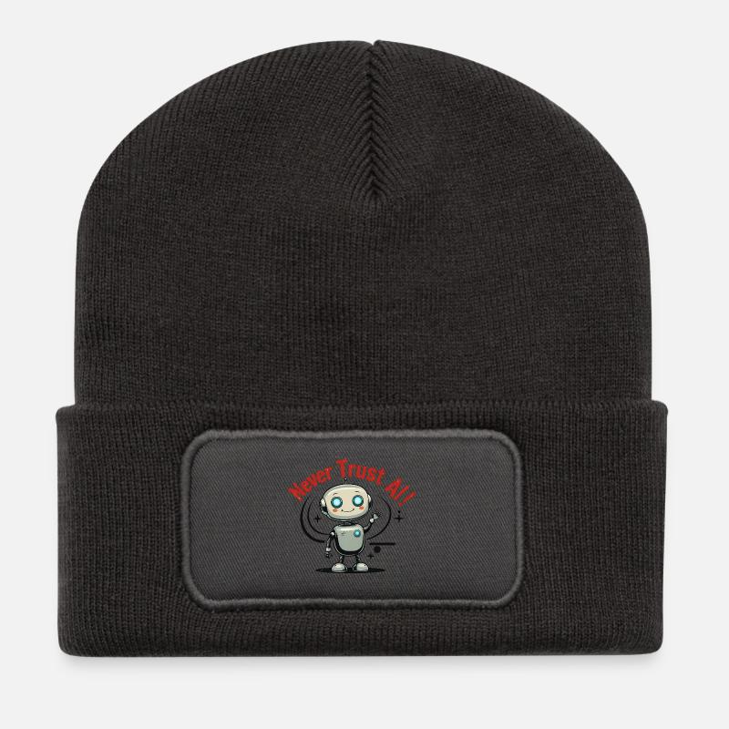Never Trust AI - Recycelte Patch Beanie - Dunkelgrau
