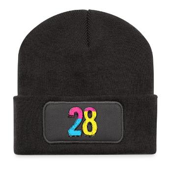 28 Number Comic - Recycled Patch Beanie - dark grey - Front