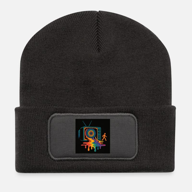 Melted Media – Raus aus der Matrix - Recycelte Patch Beanie - Dunkelgrau