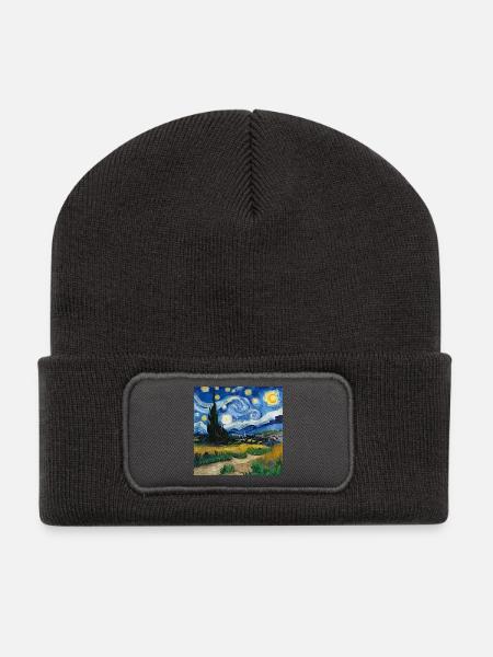 Paysage impressionniste / Impressionist landscape - Beanie recyclé à patch - charbon