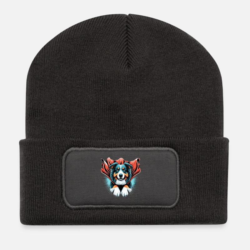 Super Hund Australian Shepherd Sheppie Geschenk - Recycelte Patch Beanie - Dunkelgrau