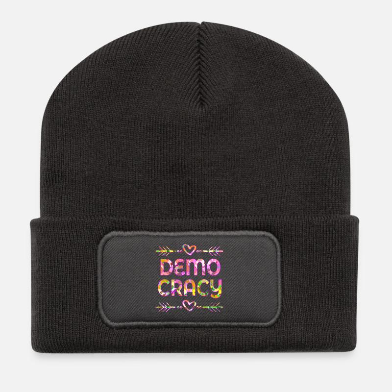 PFLANZEN INKLUSION DEMOKRATIE - Recycelte Patch Beanie - Dunkelgrau