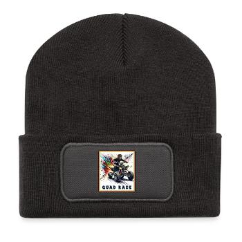 Quad Race – Speed Explosion - Recycelte Patch Beanie - Dunkelgrau - Vorne