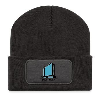 La ville de Piła Wlkp et l’hôtel Gromada Rodło - Beanie recyclé à patch - charbon - Devant