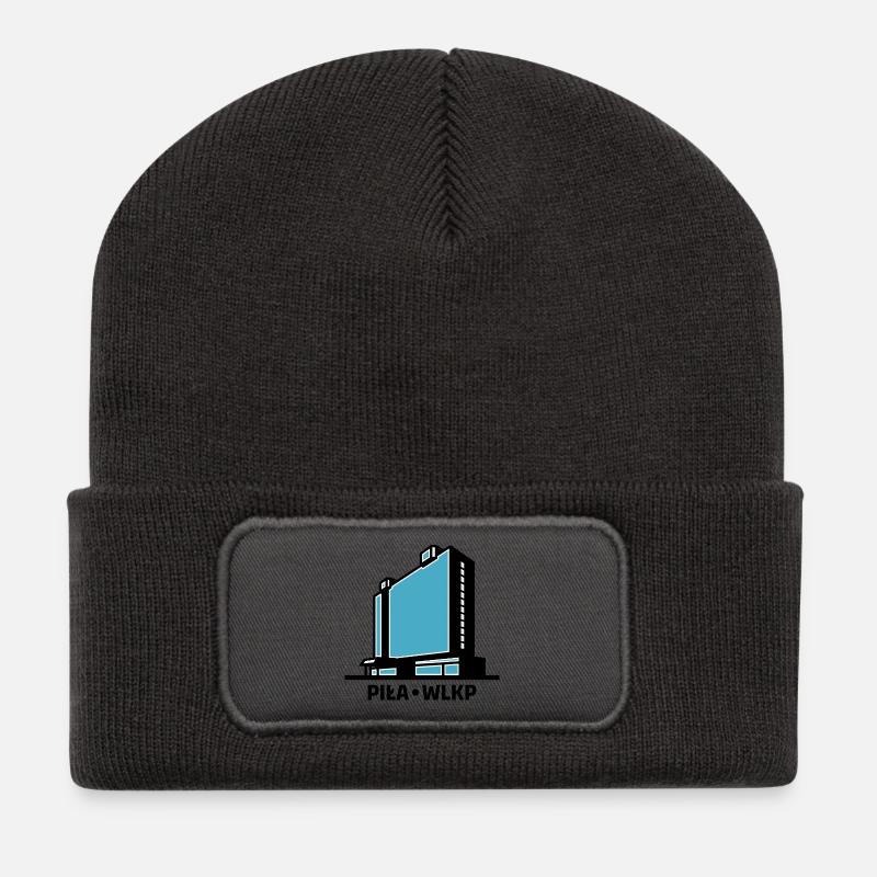 Die Stadt Piła Wlkp und das Hotel Gromada Rodło - Recycelte Patch Beanie - Dunkelgrau
