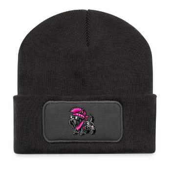 Scottish Terrier Musique punk - Beanie recyclé à patch - charbon - Devant